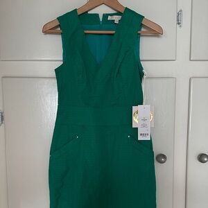 NWT Etcetera Green V-Neck Midi Dress